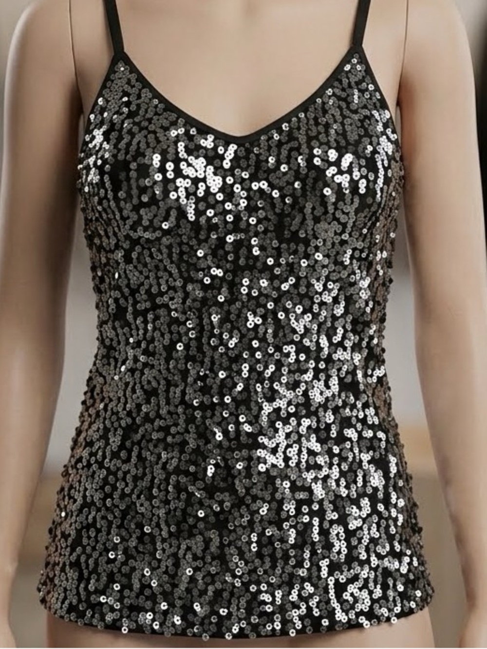 NWT BKE Boutique Silver Sequin Camisole Tank Top Small Buckle